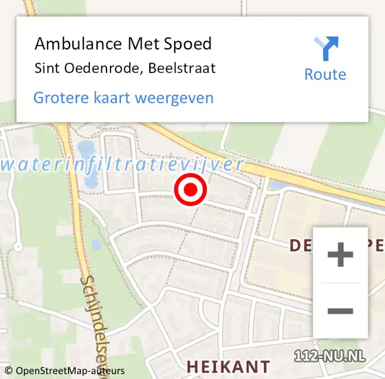 Locatie op kaart van de 112 melding: Ambulance Met Spoed Naar Sint Oedenrode, Beelstraat op 25 september 2016 21:28