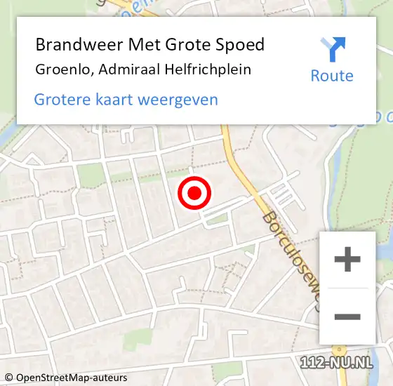 Locatie op kaart van de 112 melding: Brandweer Met Grote Spoed Naar Groenlo, Admiraal Helfrichplein op 25 september 2016 23:10