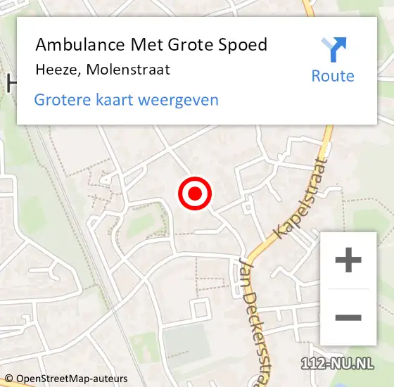Locatie op kaart van de 112 melding: Ambulance Met Grote Spoed Naar Heeze, Molenstraat op 26 september 2016 00:15
