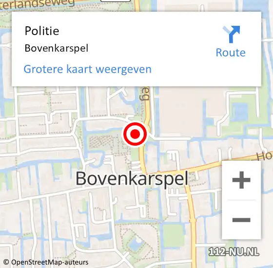 Locatie op kaart van de 112 melding: Politie Bovenkarspel op 26 september 2016 00:46