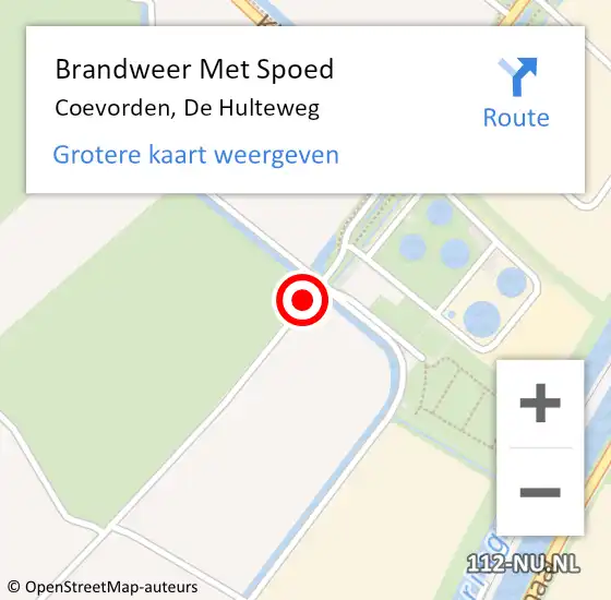Locatie op kaart van de 112 melding: Brandweer Met Spoed Naar Coevorden, De Hulteweg op 26 september 2016 02:40