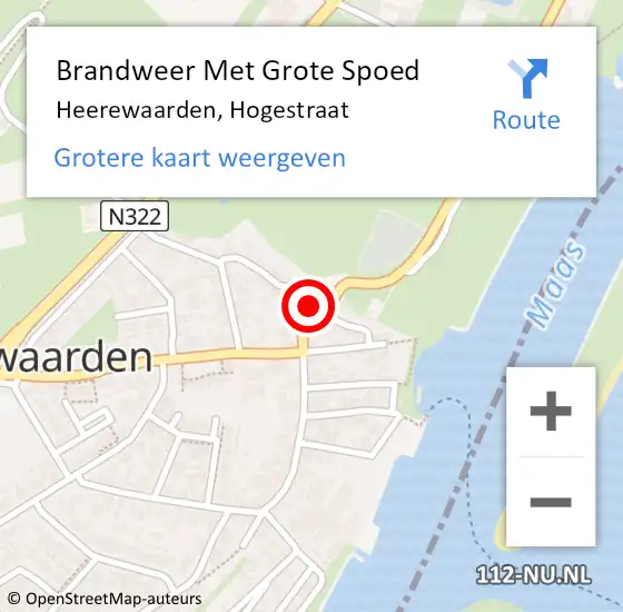 Locatie op kaart van de 112 melding: Brandweer Met Grote Spoed Naar Heerewaarden, Hogestraat op 26 september 2016 03:39