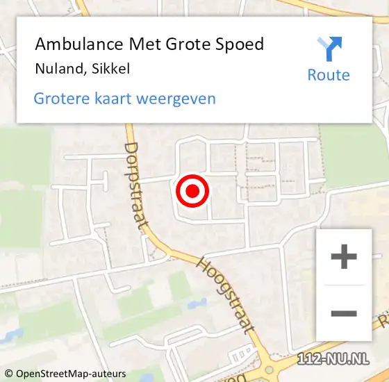 Locatie op kaart van de 112 melding: Ambulance Met Grote Spoed Naar Nuland, Sikkel op 26 september 2016 03:41