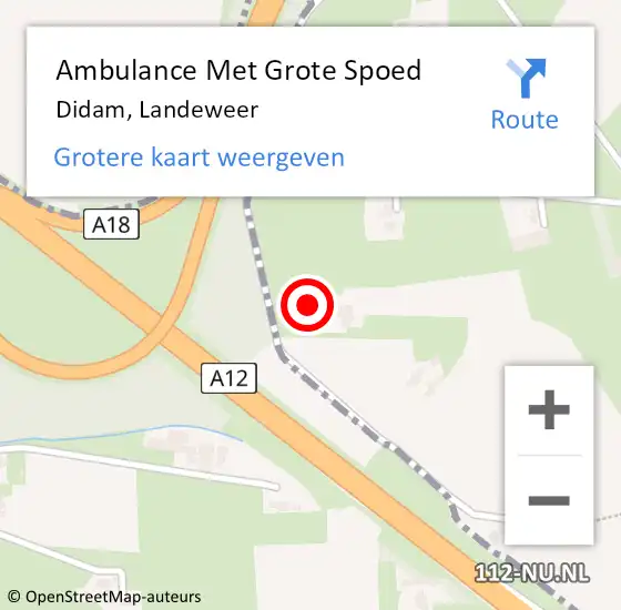 Locatie op kaart van de 112 melding: Ambulance Met Grote Spoed Naar Didam, Landeweer op 26 september 2016 04:02