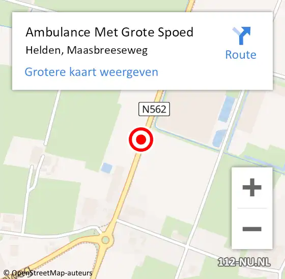 Locatie op kaart van de 112 melding: Ambulance Met Grote Spoed Naar Helden, Maasbreeseweg op 26 september 2016 07:00