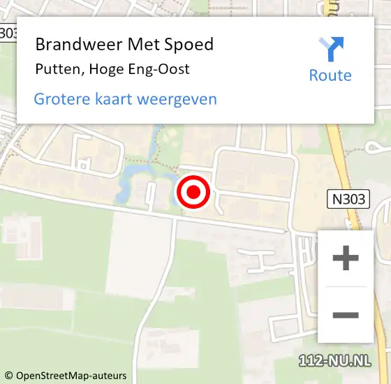 Locatie op kaart van de 112 melding: Brandweer Met Spoed Naar Putten, Hoge Eng-Oost op 26 september 2016 08:01