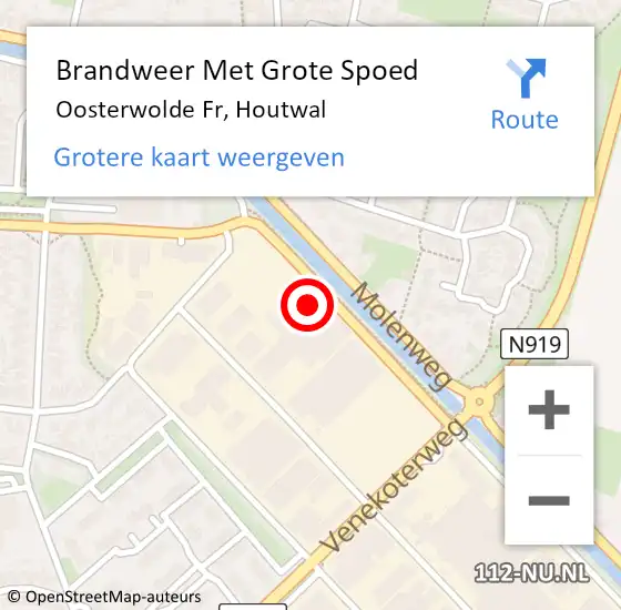 Locatie op kaart van de 112 melding: Brandweer Met Grote Spoed Naar Oosterwolde Fr, Houtwal op 26 september 2016 08:37