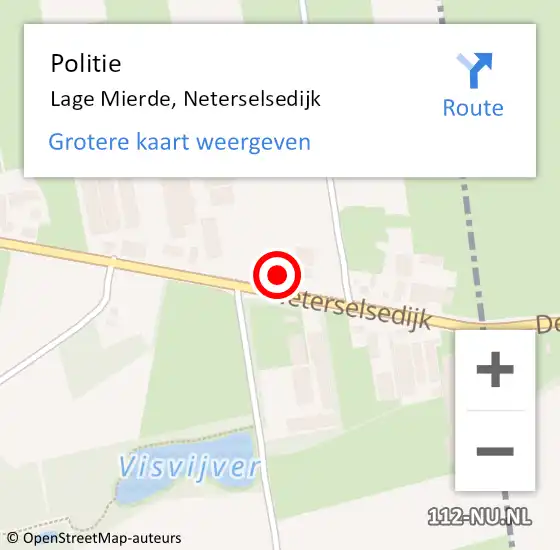 Locatie op kaart van de 112 melding: Politie Lage Mierde, Neterselsedijk op 26 september 2016 08:44