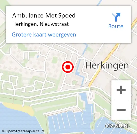 Locatie op kaart van de 112 melding: Ambulance Met Spoed Naar Herkingen, Nieuwstraat op 26 september 2016 09:18