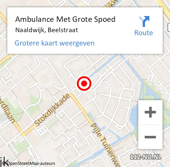 Locatie op kaart van de 112 melding: Ambulance Met Grote Spoed Naar Naaldwijk, Beelstraat op 26 september 2016 09:36