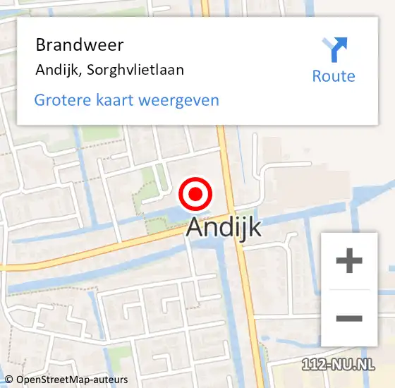 Locatie op kaart van de 112 melding: Brandweer Andijk, Sorghvlietlaan op 26 september 2016 09:53