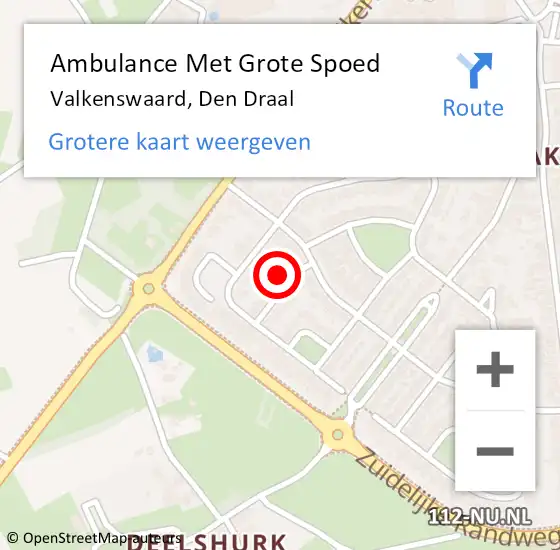 Locatie op kaart van de 112 melding: Ambulance Met Grote Spoed Naar Valkenswaard, Den Draal op 26 september 2016 11:35