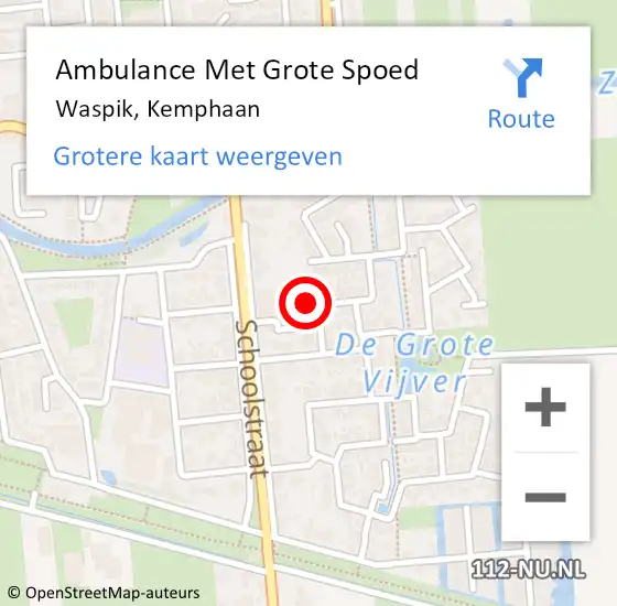 Locatie op kaart van de 112 melding: Ambulance Met Grote Spoed Naar Waspik, Kemphaan op 26 september 2016 11:51