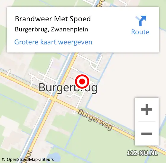 Locatie op kaart van de 112 melding: Brandweer Met Spoed Naar Burgerbrug, Zwanenplein op 26 september 2016 11:55