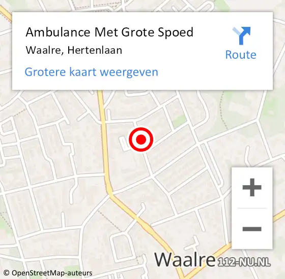 Locatie op kaart van de 112 melding: Ambulance Met Grote Spoed Naar Waalre, Hertenlaan op 26 september 2016 12:00