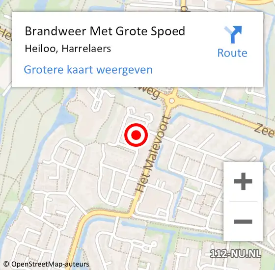 Locatie op kaart van de 112 melding: Brandweer Met Grote Spoed Naar Heiloo, Harrelaers op 26 september 2016 12:00