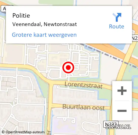 Locatie op kaart van de 112 melding: Politie Veenendaal, Newtonstraat op 26 september 2016 12:24