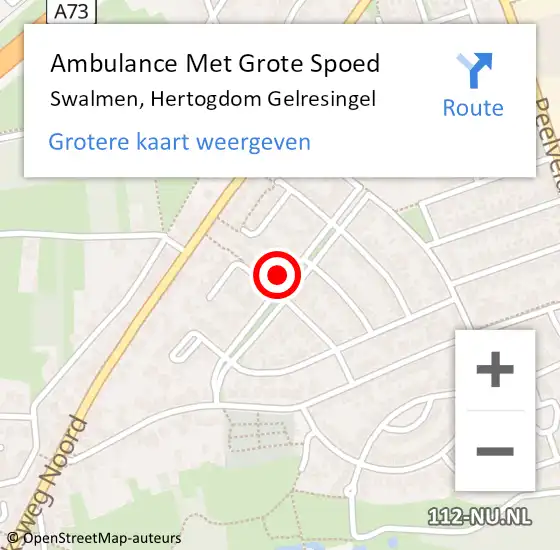 Locatie op kaart van de 112 melding: Ambulance Met Grote Spoed Naar Swalmen, Hertogdom Gelresingel op 26 september 2016 12:36