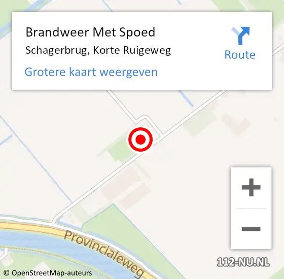 Locatie op kaart van de 112 melding: Brandweer Met Spoed Naar Schagerbrug, Korte Ruigeweg op 26 september 2016 12:50