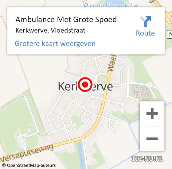 Locatie op kaart van de 112 melding: Ambulance Met Grote Spoed Naar Kerkwerve, Vloedstraat op 26 september 2016 13:16