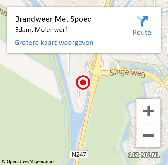 Locatie op kaart van de 112 melding: Brandweer Met Spoed Naar Edam, Molenwerf op 26 september 2016 14:20