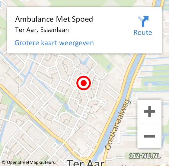 Locatie op kaart van de 112 melding: Ambulance Met Spoed Naar Ter Aar, Essenlaan op 26 september 2016 14:25