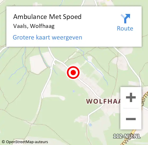 Locatie op kaart van de 112 melding: Ambulance Met Spoed Naar Vaals, Wolfhaag op 26 september 2016 15:10