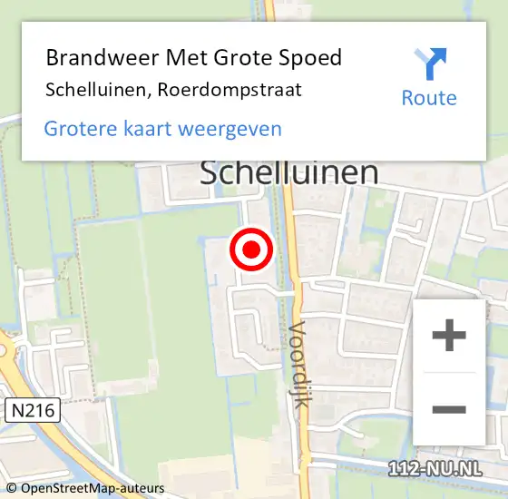 Locatie op kaart van de 112 melding: Brandweer Met Grote Spoed Naar Schelluinen, Roerdompstraat op 26 september 2016 15:20