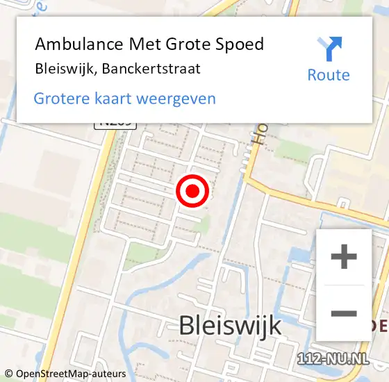 Locatie op kaart van de 112 melding: Ambulance Met Grote Spoed Naar Bleiswijk, Banckertstraat op 26 september 2016 15:55