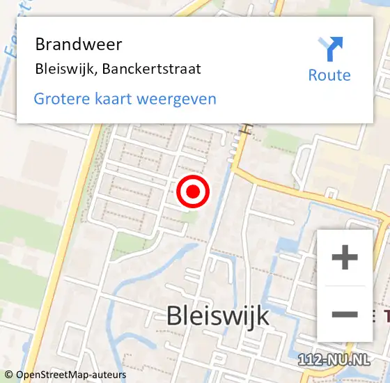 Locatie op kaart van de 112 melding: Brandweer Bleiswijk, Banckertstraat op 26 september 2016 15:56