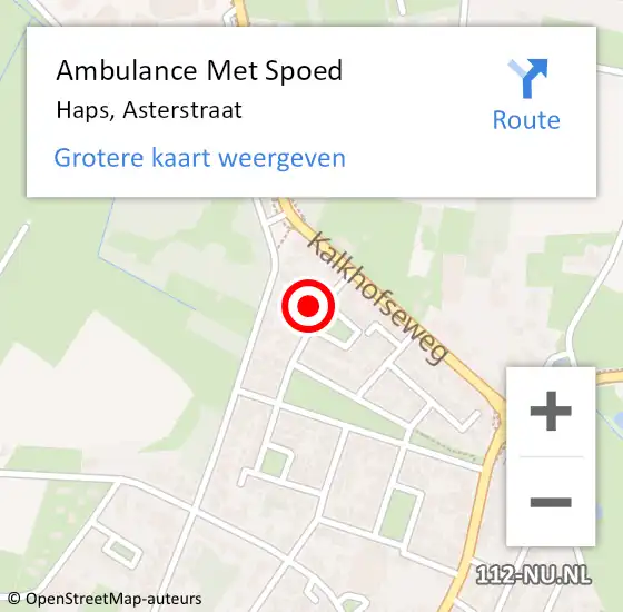 Locatie op kaart van de 112 melding: Ambulance Met Spoed Naar Haps, Asterstraat op 26 september 2016 16:23