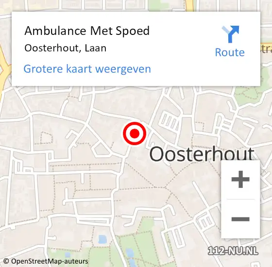 Locatie op kaart van de 112 melding: Ambulance Met Spoed Naar Oosterhout, Laan op 28 december 2013 15:31