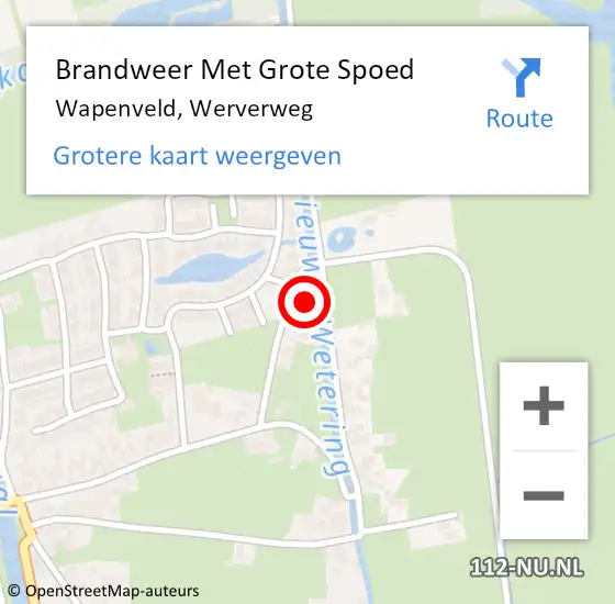 Locatie op kaart van de 112 melding: Brandweer Met Grote Spoed Naar Wapenveld, Werverweg op 26 september 2016 18:35