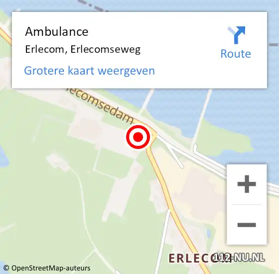 Locatie op kaart van de 112 melding: Ambulance Erlecom, Erlecomseweg op 26 september 2016 18:42