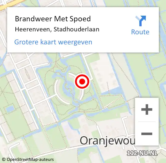 Locatie op kaart van de 112 melding: Brandweer Met Spoed Naar Heerenveen, Stadhouderlaan op 26 september 2016 18:48