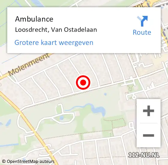 Locatie op kaart van de 112 melding: Ambulance Loosdrecht, Van Ostadelaan op 28 december 2013 15:43