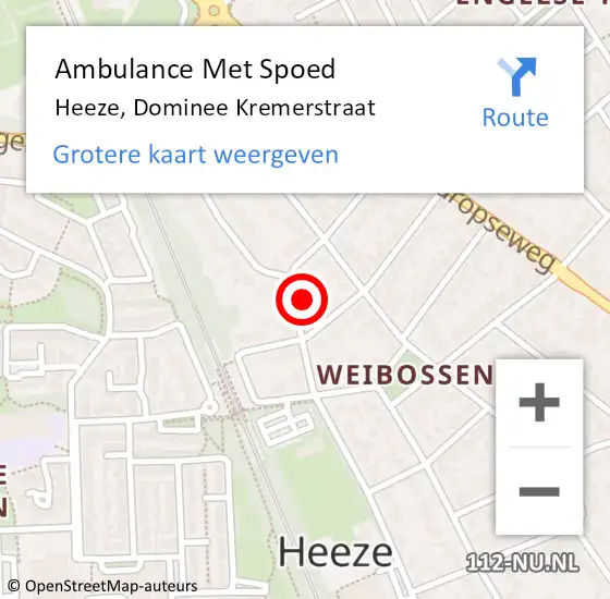 Locatie op kaart van de 112 melding: Ambulance Met Spoed Naar Heeze, Dominee Kremerstraat op 26 september 2016 19:38