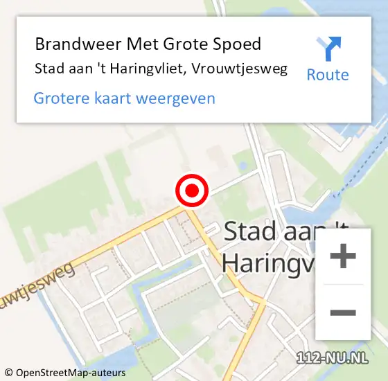 Locatie op kaart van de 112 melding: Brandweer Met Grote Spoed Naar Stad aan 't Haringvliet, Vrouwtjesweg op 26 september 2016 19:44