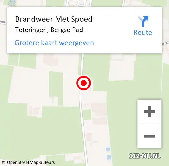 Locatie op kaart van de 112 melding: Brandweer Met Spoed Naar Teteringen, Bergse Pad op 26 september 2016 20:10