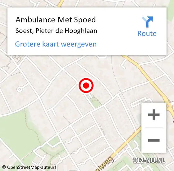 Locatie op kaart van de 112 melding: Ambulance Met Spoed Naar Soest, Pieter de Hooghlaan op 26 september 2016 21:41