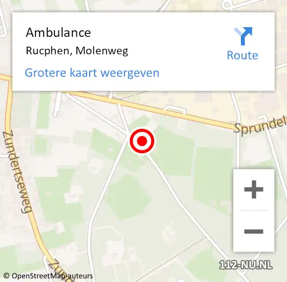 Locatie op kaart van de 112 melding: Ambulance Rucphen, Molenweg op 28 december 2013 15:57