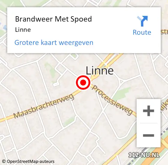 Locatie op kaart van de 112 melding: Brandweer Met Spoed Naar Linne op 26 september 2016 22:51