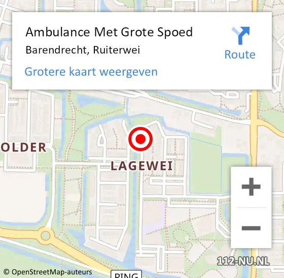 Locatie op kaart van de 112 melding: Ambulance Met Grote Spoed Naar Barendrecht, Ruiterwei op 26 september 2016 23:15