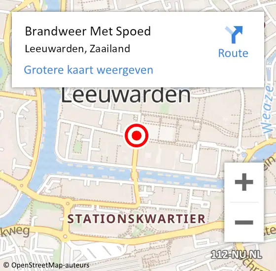 Locatie op kaart van de 112 melding: Brandweer Met Spoed Naar Leeuwarden, Zaailand op 27 september 2016 00:26