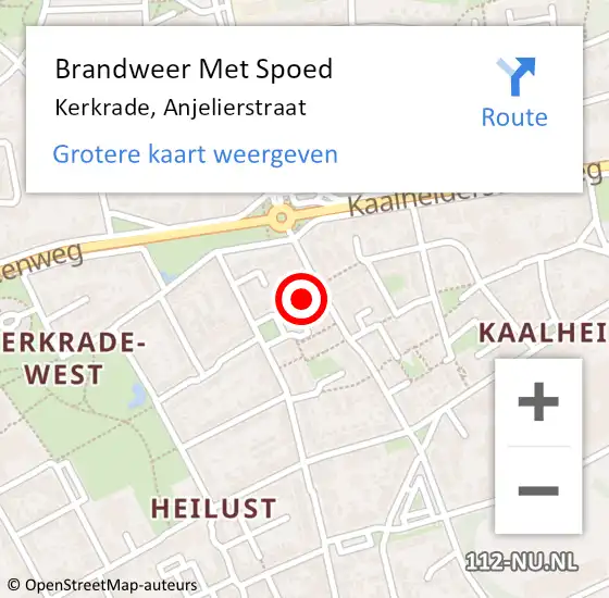 Locatie op kaart van de 112 melding: Brandweer Met Spoed Naar Kerkrade, Anjelierstraat op 27 september 2016 00:37