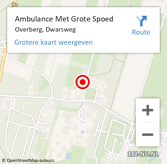 Locatie op kaart van de 112 melding: Ambulance Met Grote Spoed Naar Overberg, Dwarsweg op 27 september 2016 01:04