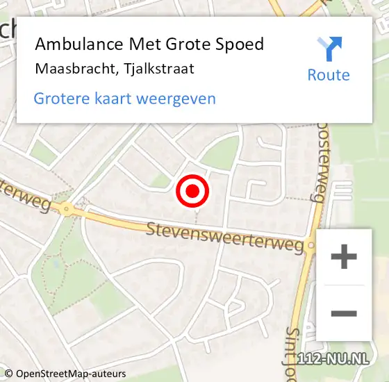Locatie op kaart van de 112 melding: Ambulance Met Grote Spoed Naar Maasbracht, Tjalkstraat op 27 september 2016 02:04