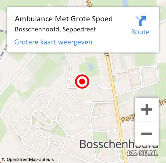 Locatie op kaart van de 112 melding: Ambulance Met Grote Spoed Naar Bosschenhoofd, Seppedreef op 27 september 2016 03:09