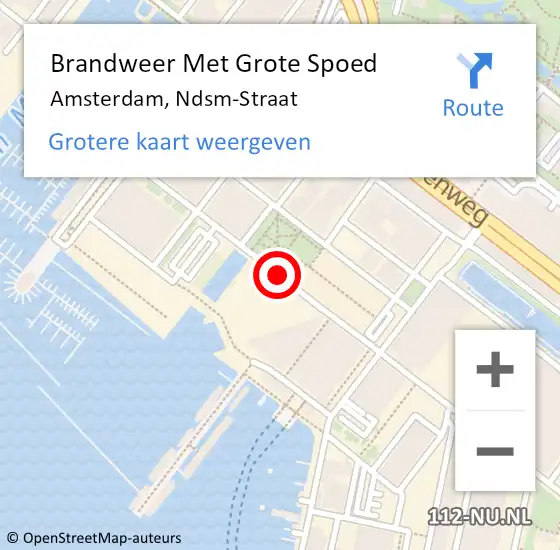 Locatie op kaart van de 112 melding: Brandweer Met Grote Spoed Naar Amsterdam, Ndsm-Straat op 27 september 2016 04:31