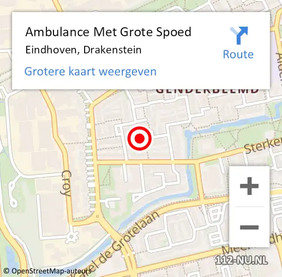 Locatie op kaart van de 112 melding: Ambulance Met Grote Spoed Naar Eindhoven, Drakenstein op 27 september 2016 05:03